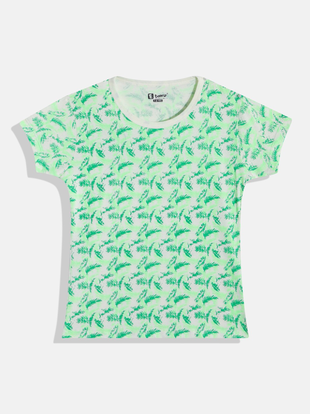 

Eteenz Girls Premium Cotton Floral Printed T-shirt, Off white