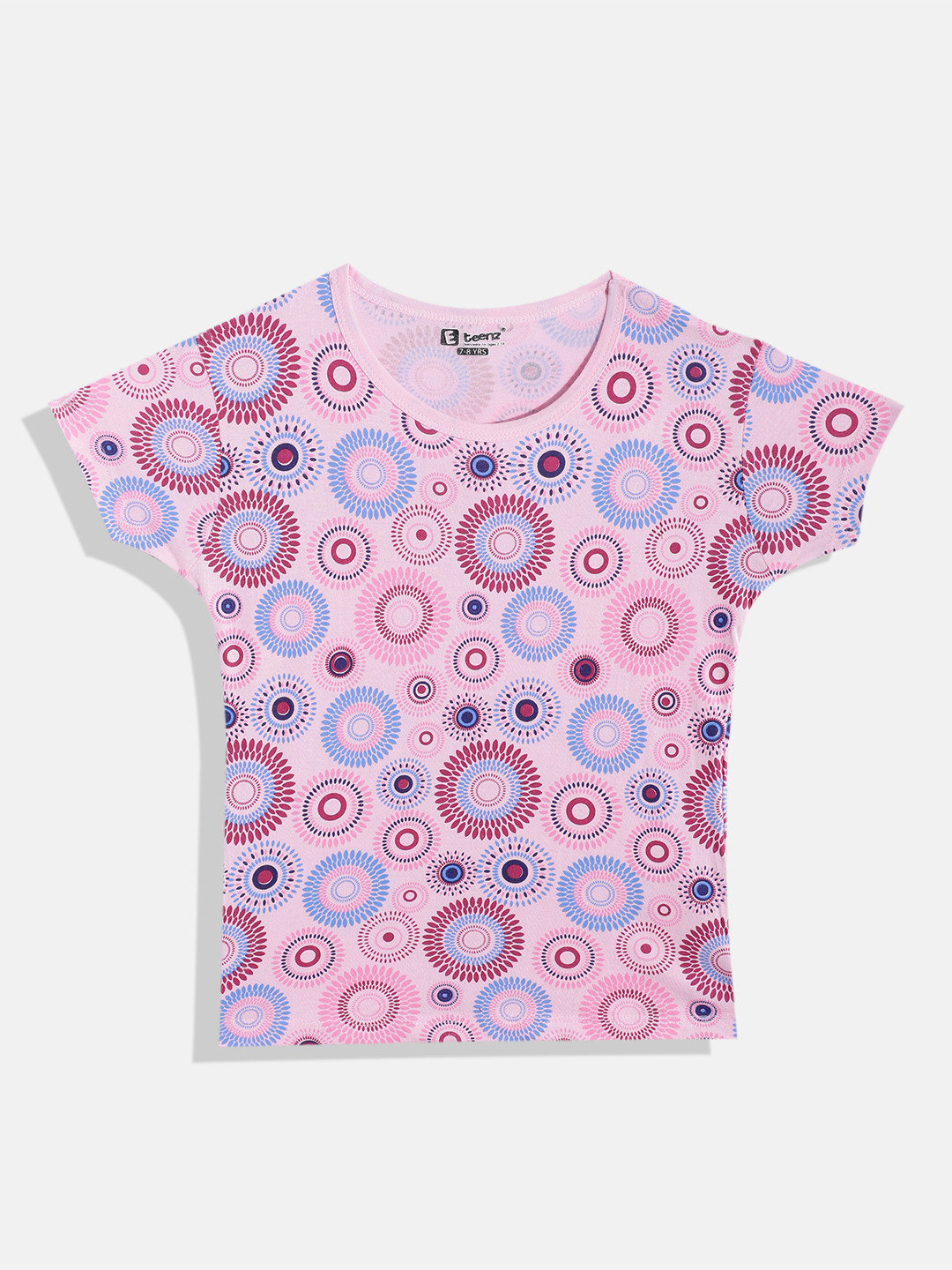 

Eteenz Girls Premium Cotton Geometric Printed T-shirt, Pink