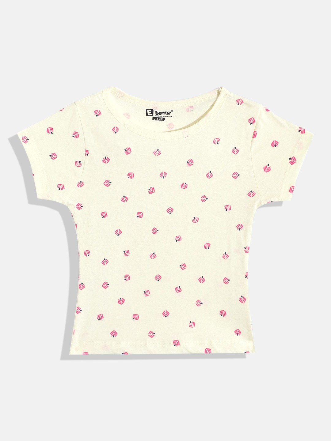 

Eteenz Girls Premium Cotton Conversational Printed T-shirt, Cream