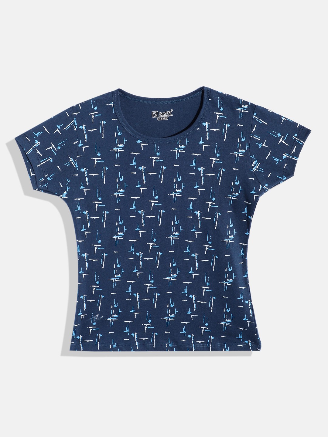 

Eteenz Girls Premium Cotton Abstract Printed T-shirt, Navy blue