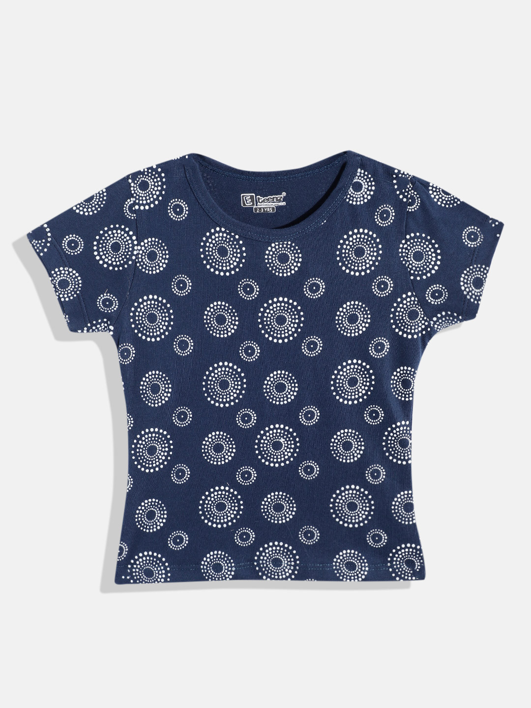 

Eteenz Girls Premium Cotton Geometric Printed T-shirt, Navy blue