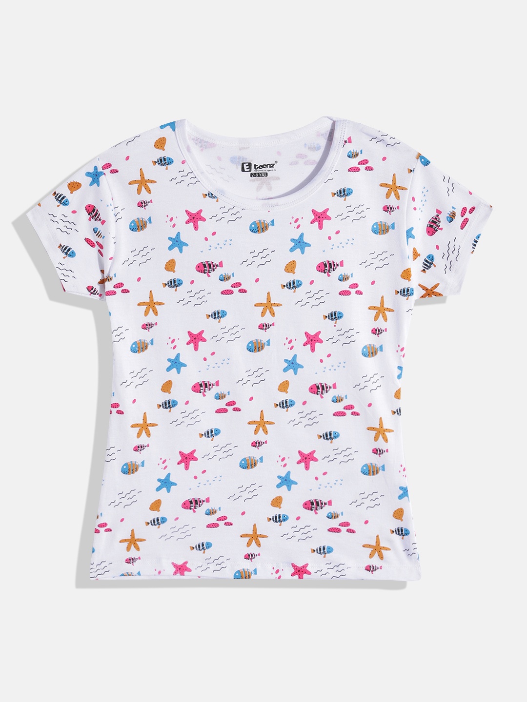 

Eteenz Girls Conversational Printed Premium Cotton T-shirt, White