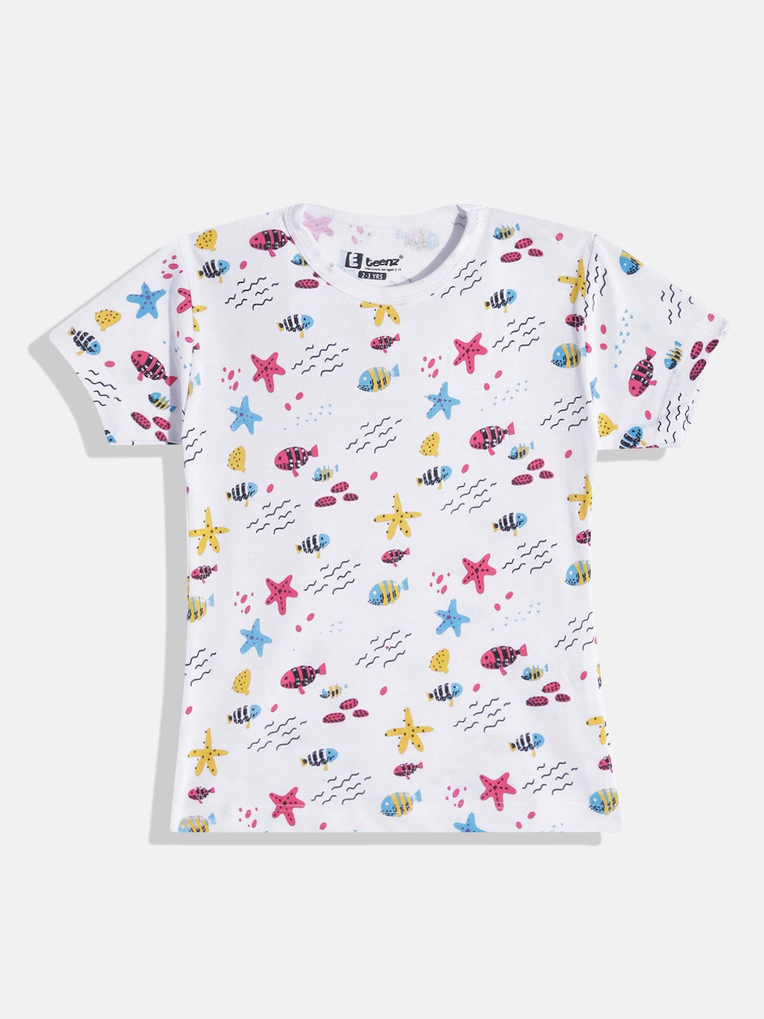 

Eteenz Girls Printed Premium Cotton T-shirt, White