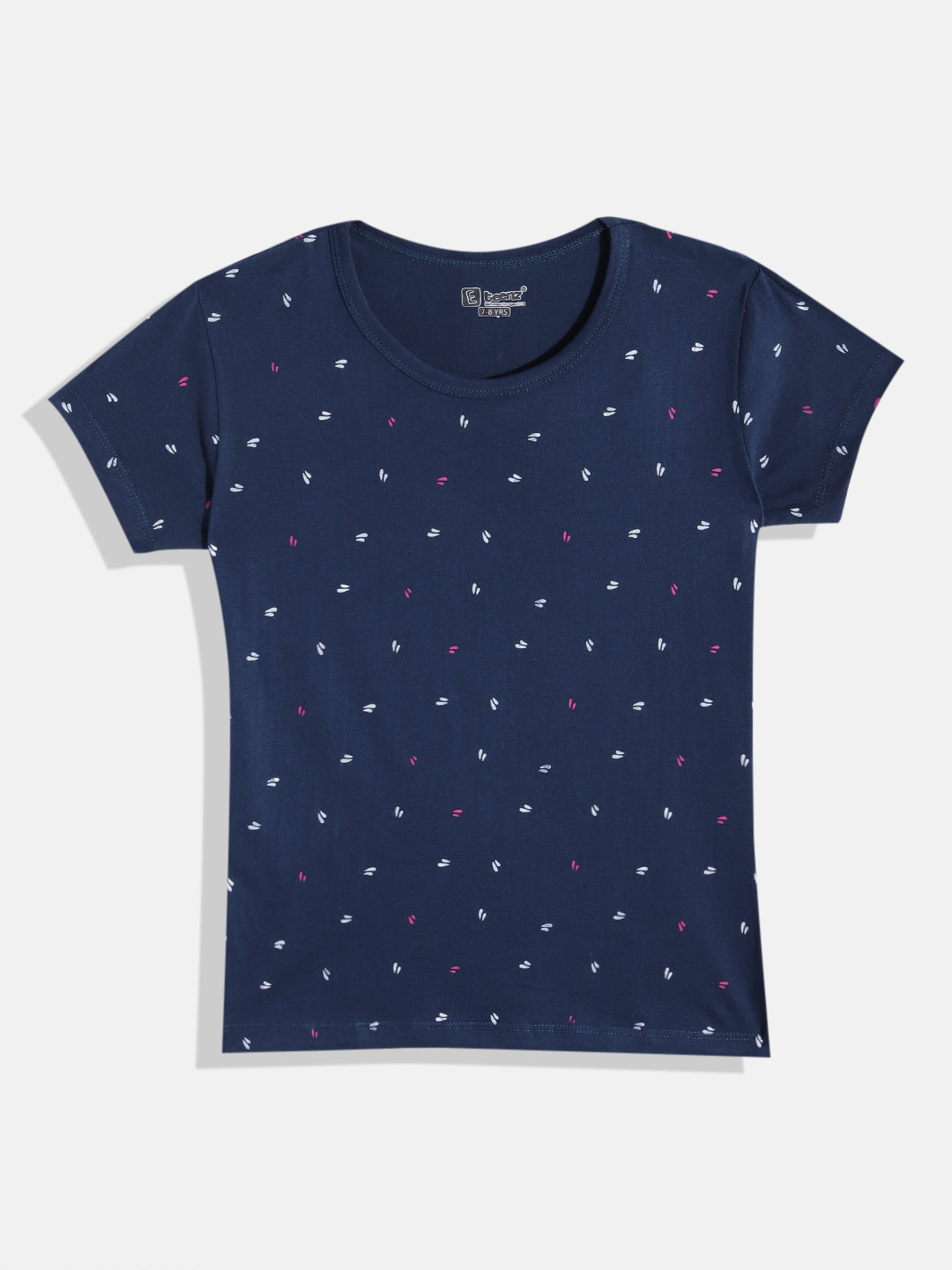 

Eteenz Girls Conversational Printed Premium Cotton T-shirt, Navy blue