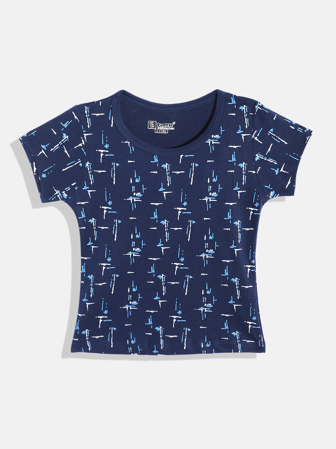 

Eteenz Girls Abstract Printed Premium Cotton T-shirt, Navy blue