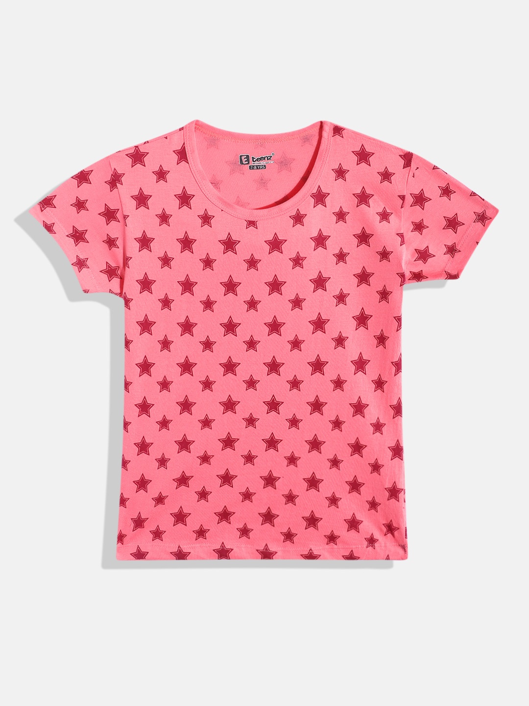 

Eteenz Girls Conversational Printed Premium Cotton T-shirt, Coral
