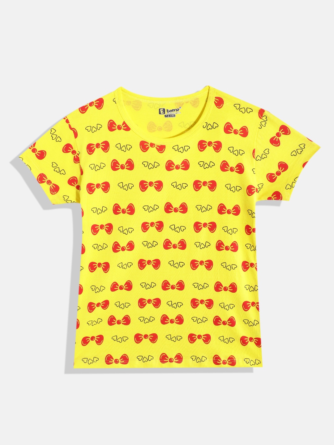 

Eteenz Girls Premium Cotton Conversational Printed T-shirt, Yellow