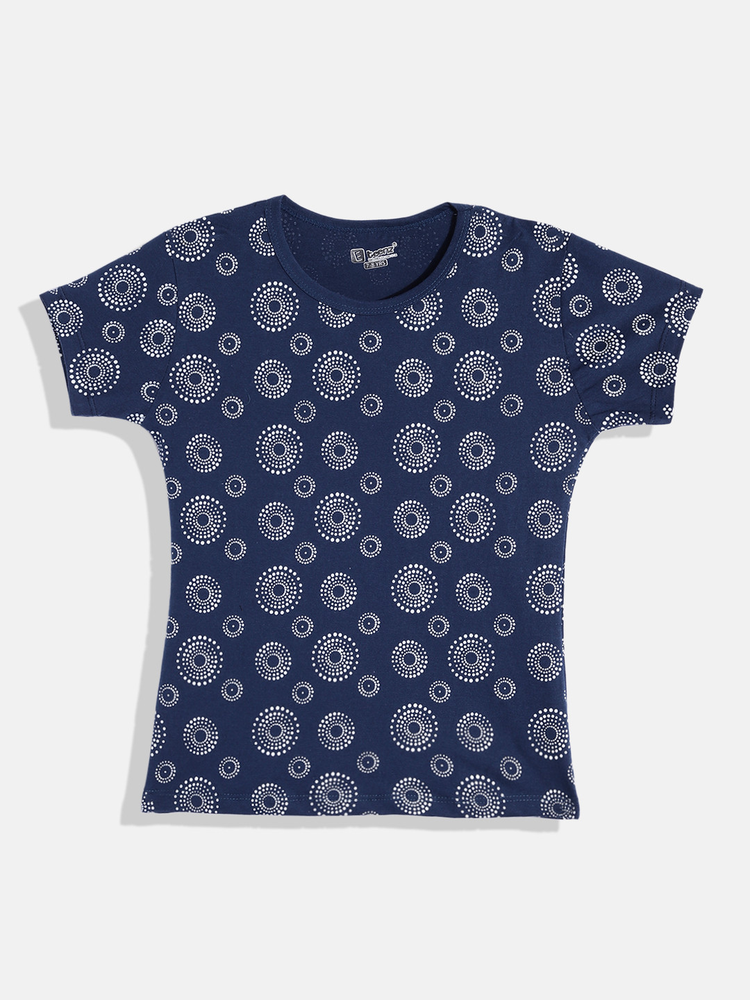 

Eteenz Girls Printed Premium Cotton T-shirt, Navy blue