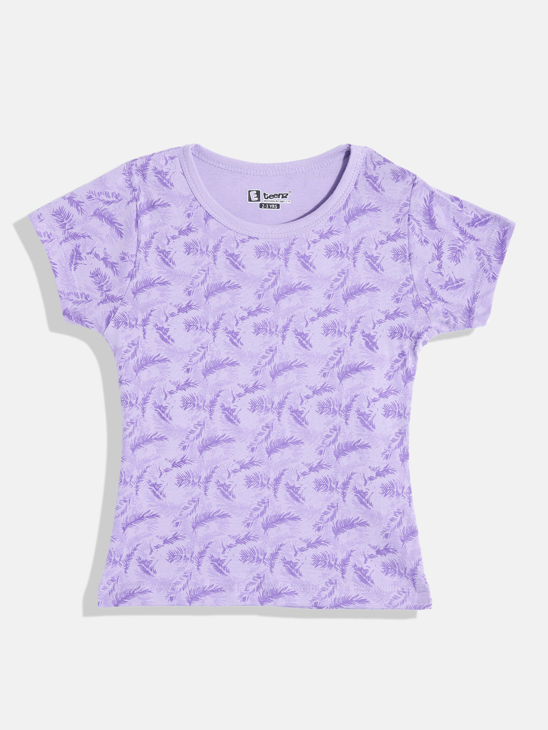 

Eteenz Girls Tropical Printed Premium Cotton T-shirt, Lavender