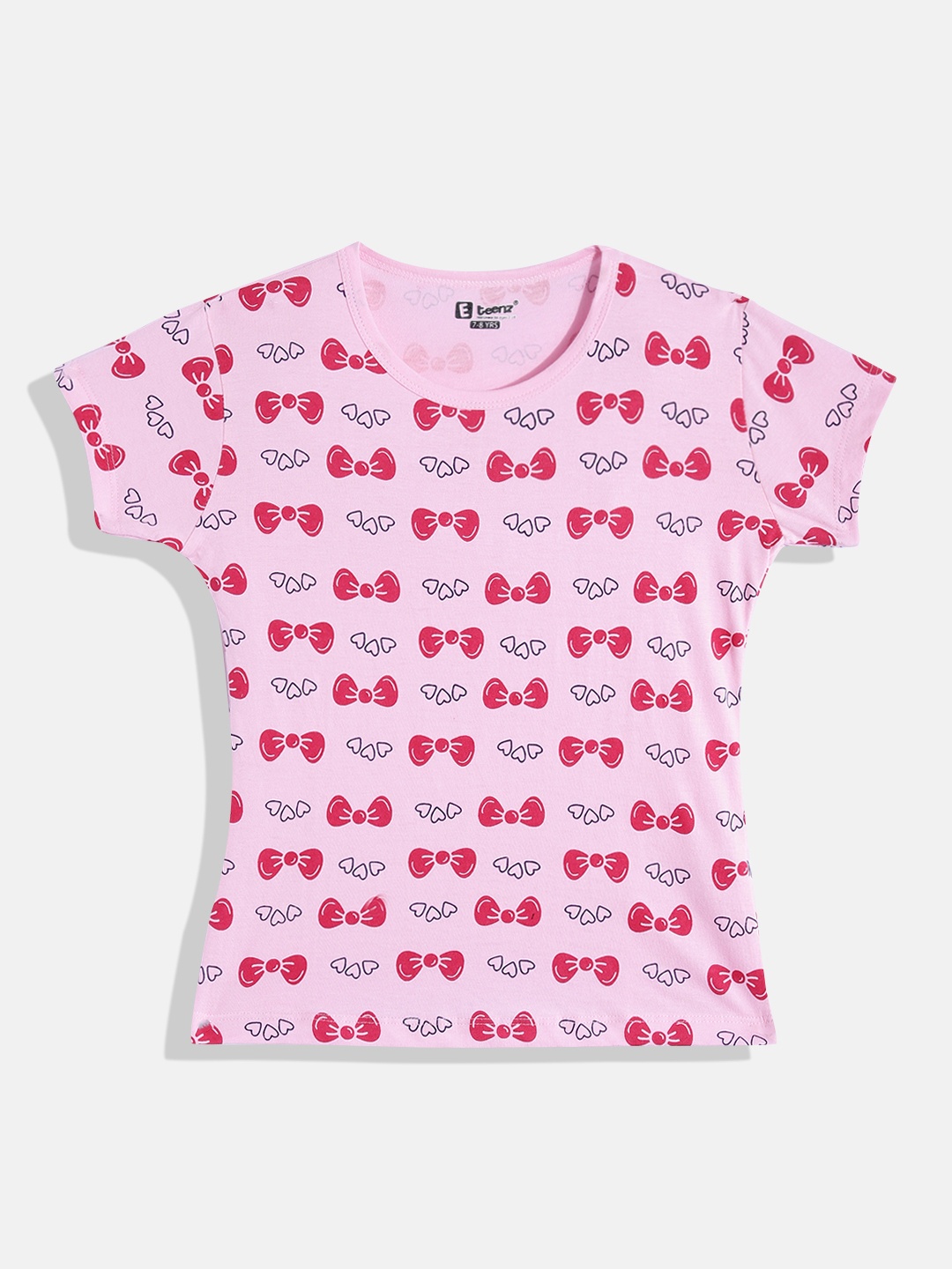 

Eteenz Girls Printed Premium Cotton T-shirt, Pink