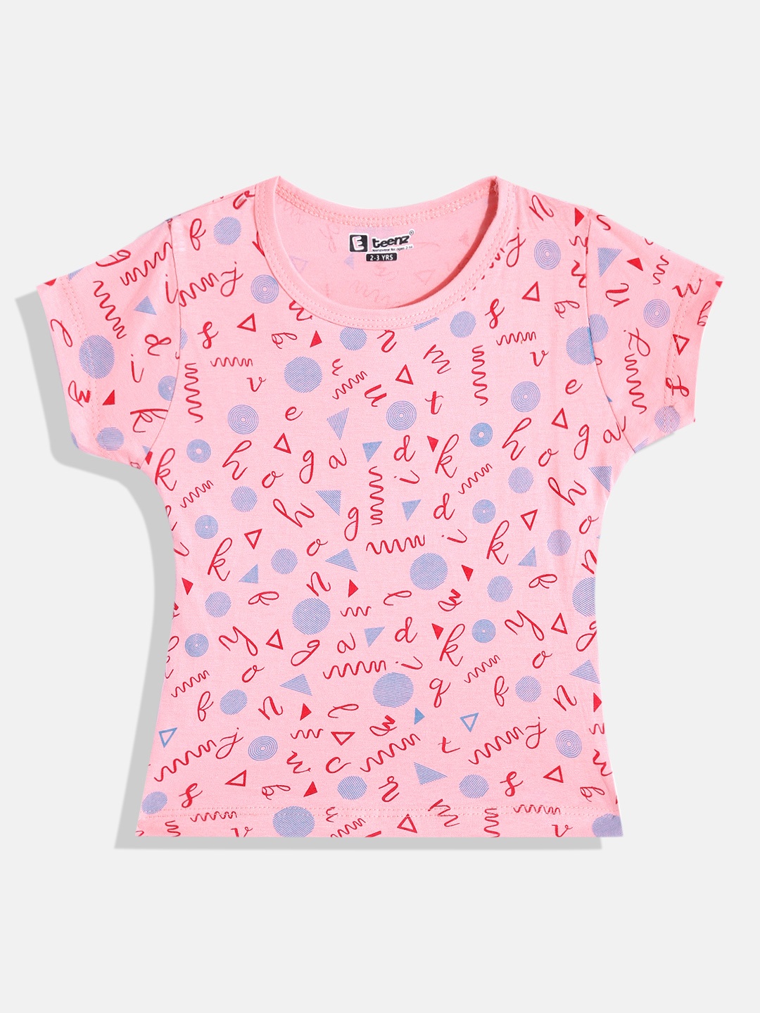 

Eteenz Girls Printed Premium Cotton T-shirt, Pink