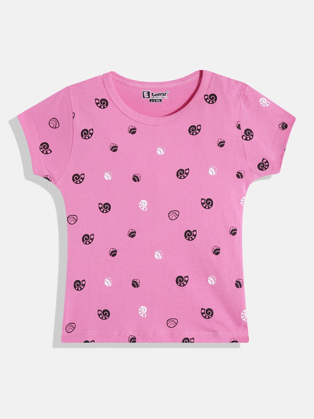 

Eteenz Girls Printed Premium Cotton T-shirt, Pink