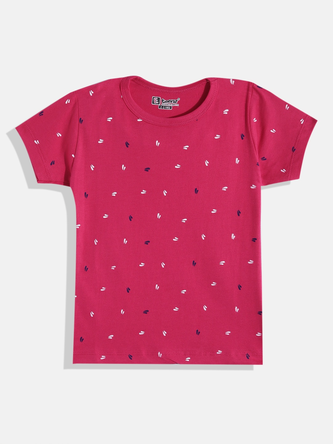 

Eteenz Girls Printed Premium Cotton T-shirt, Fuchsia