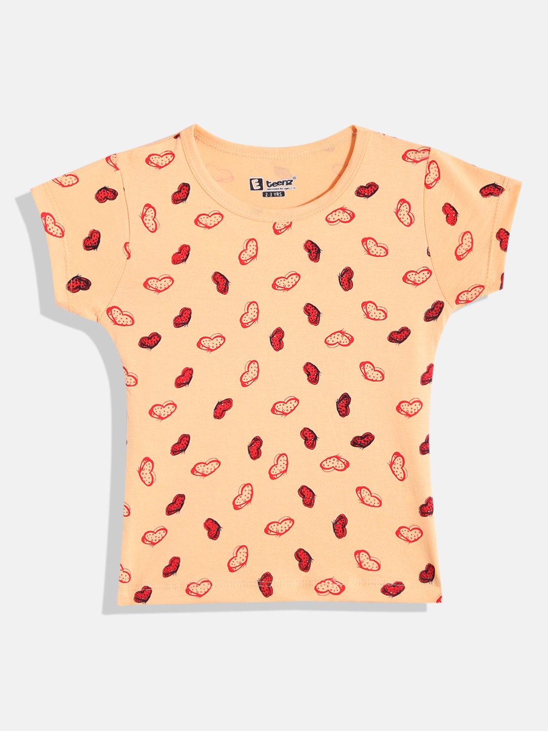 

Eteenz Girls Premium Cotton Conversational Printed T-shirt, Orange