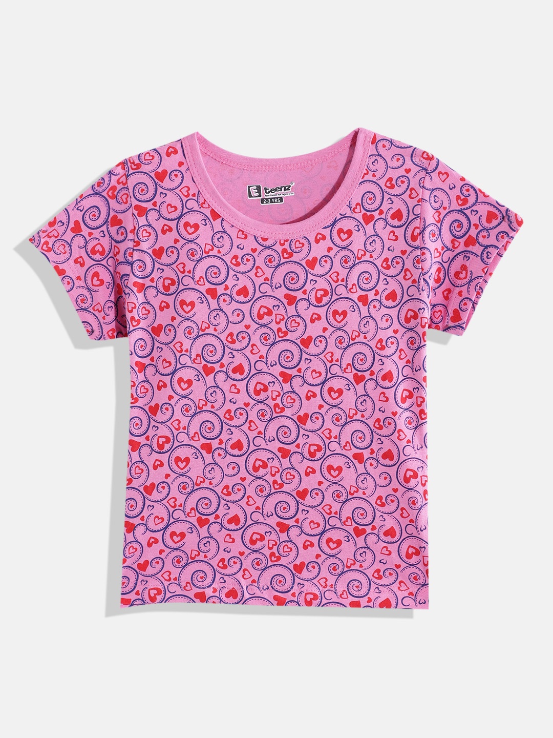 

Eteenz Girls Premium Cotton Conversational Printed T-shirt, Pink
