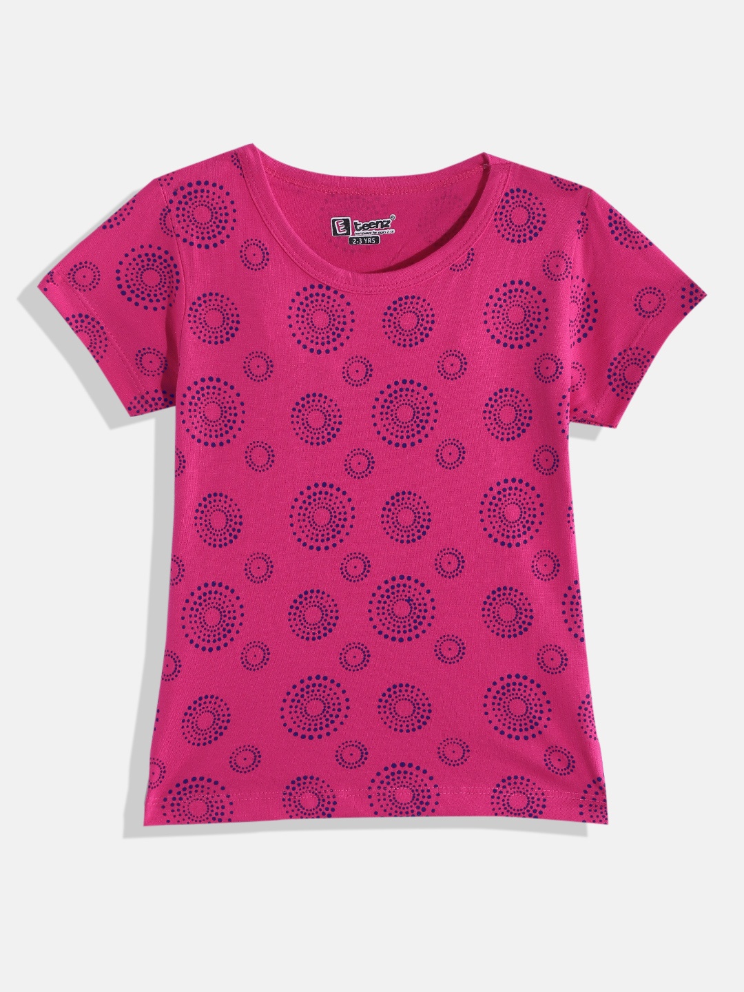 

Eteenz Girls Geometric Printed Premium Cotton T-shirt, Fuchsia