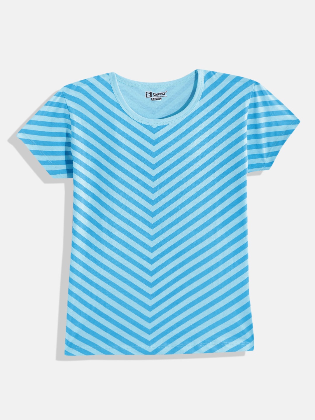 

Eteenz Girls Striped Premium Cotton T-shirt, Blue