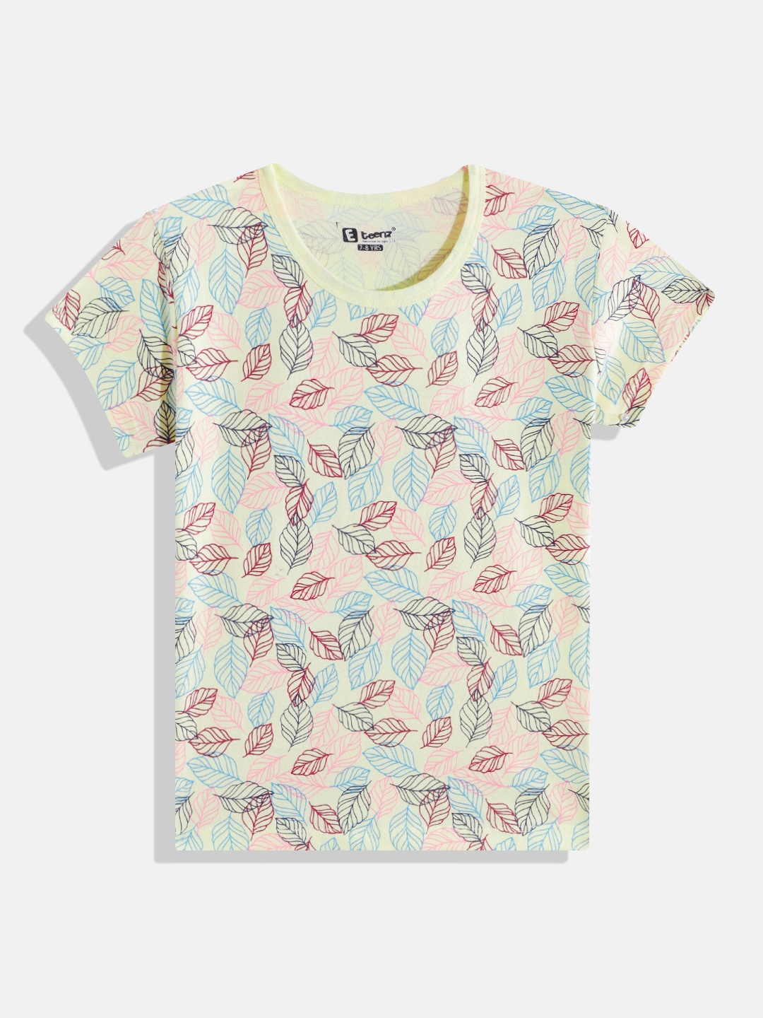 

Eteenz Girls Premium Cotton Floral Printed T-shirt, Yellow