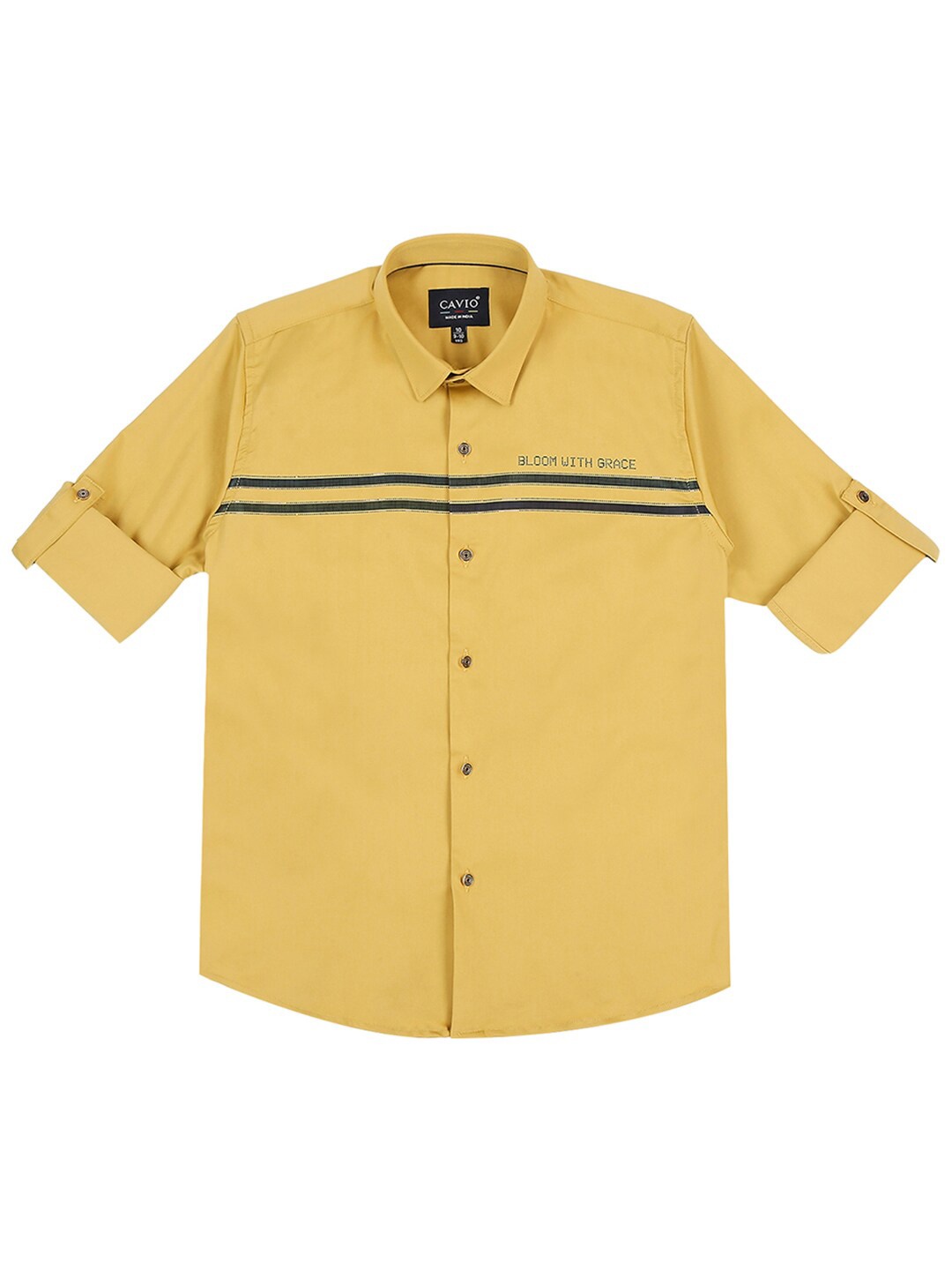 

CAVIO Boys Comfort Horizontal Striped Casual Cotton Shirt, Yellow