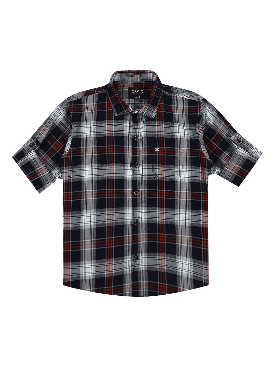 

CAVIO Boys Comfort Tartan Checked Casual Cotton Shirt, Red