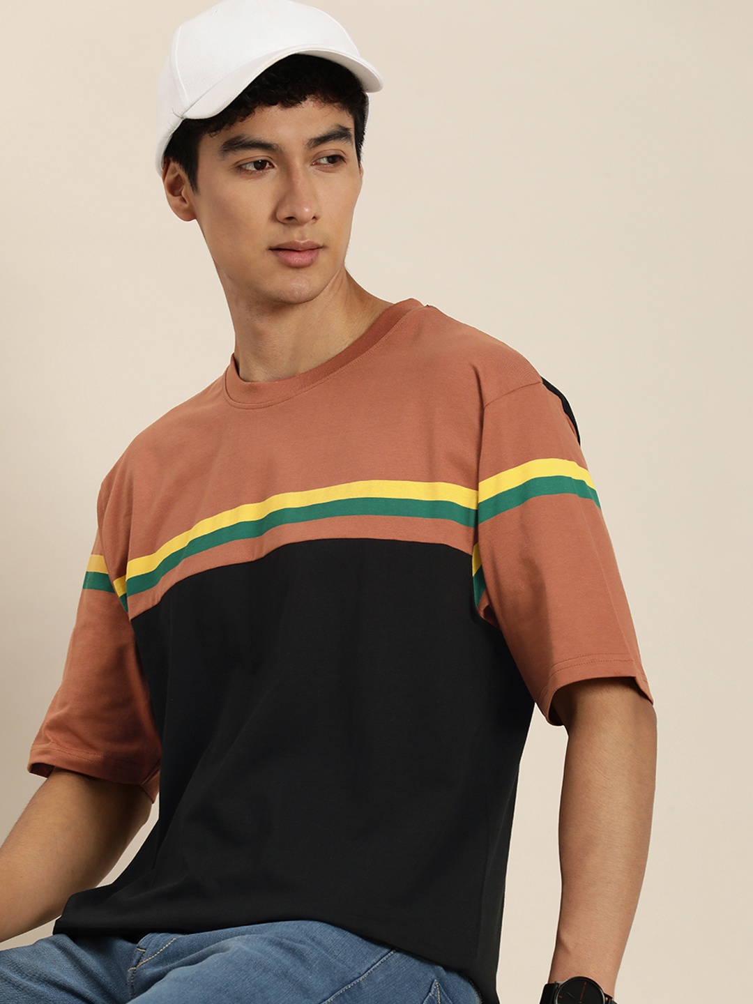 

DILLINGER Colourblocked Pure Cotton T-shirt, Rust