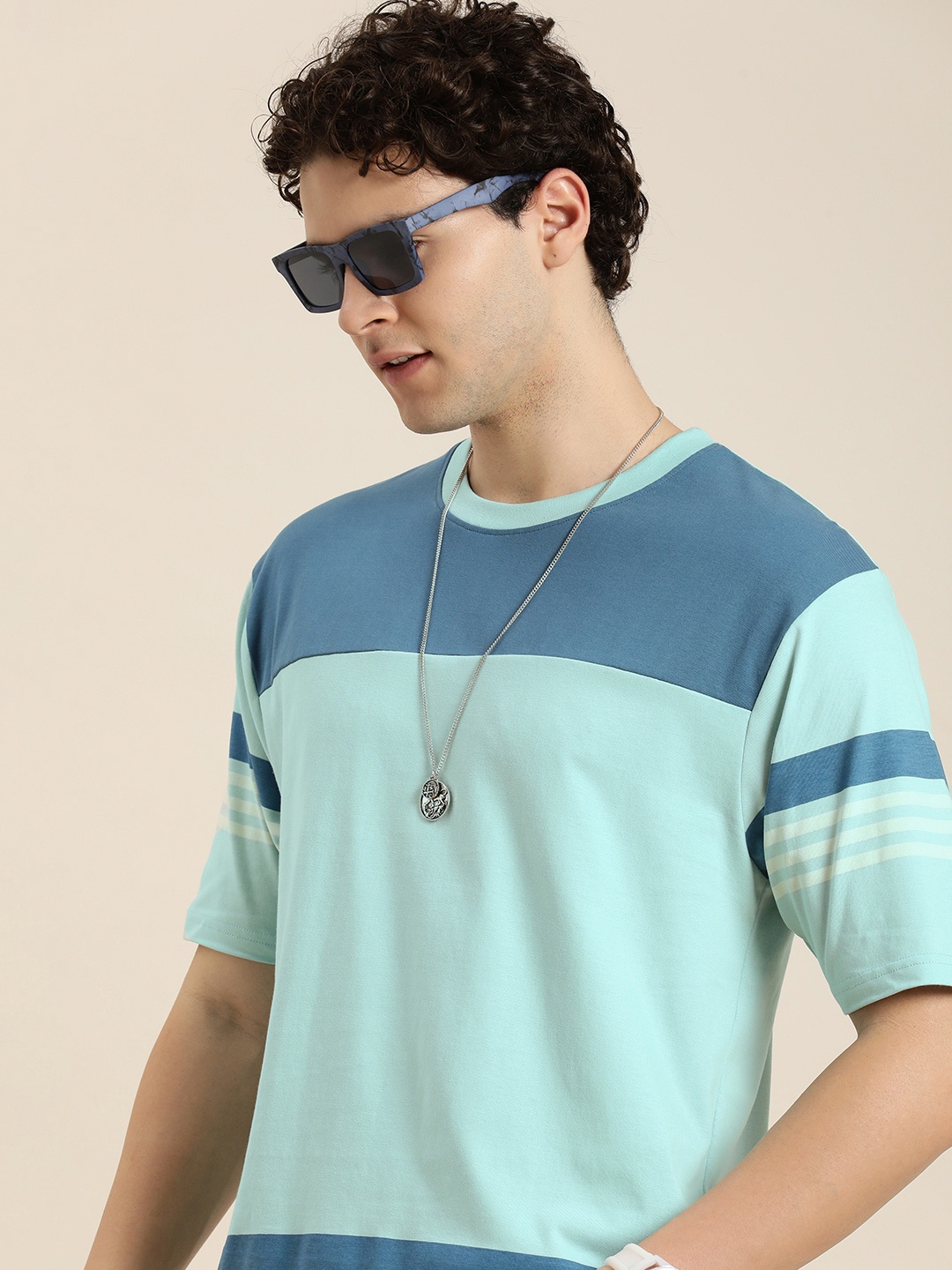 

DILLINGER Men Colourblocked Relaxed Fit T-shirt, Blue
