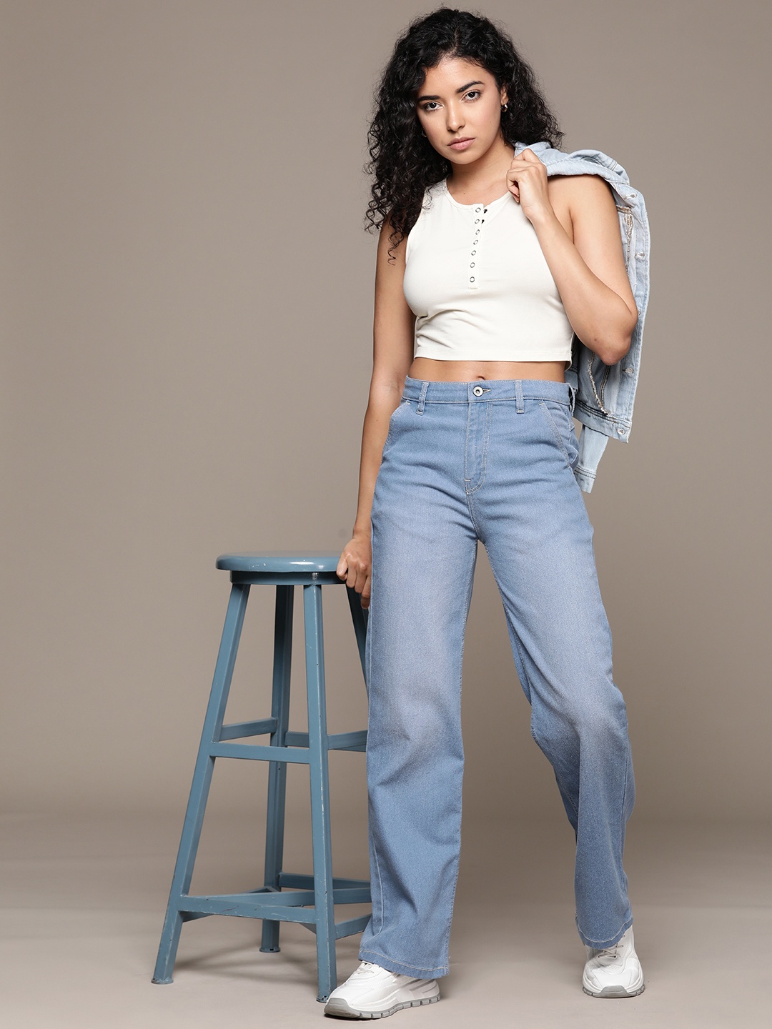

The Roadster Lifestyle Co. Women Wide Leg High-Rise Jeans, Blue
