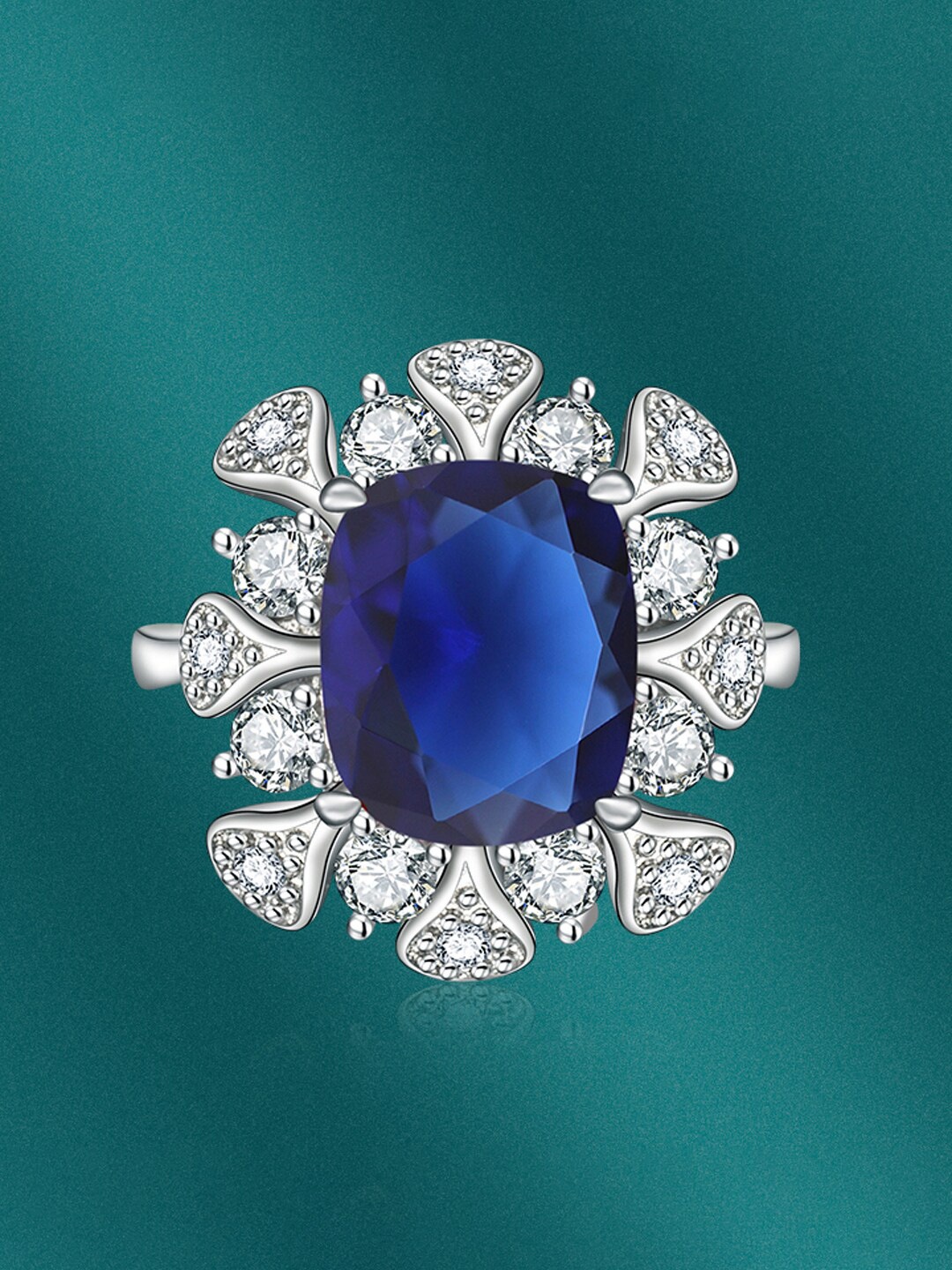 

Designs & You Silver-Plated CZ-Studded Finger Ring