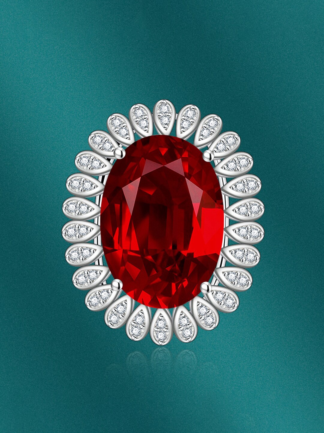 

Designs & You Silver-Plated Cubic Zirconia-Studded Finger Ring