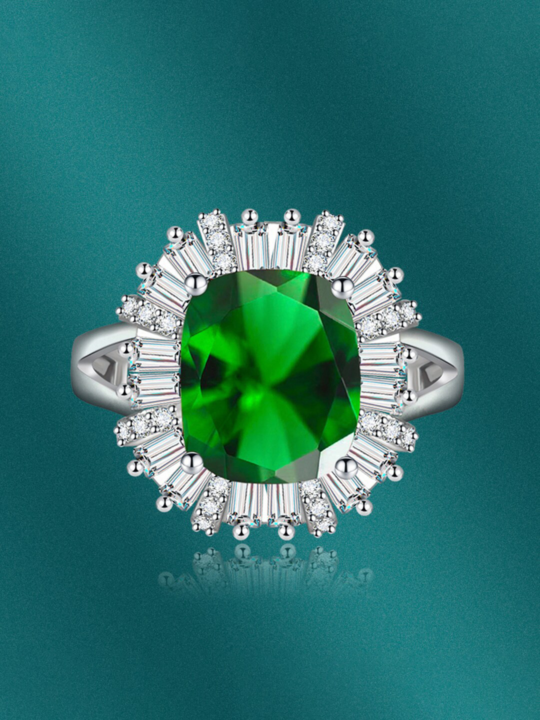 

Designs & You Silver-Plated CZ-Studded Finger Ring