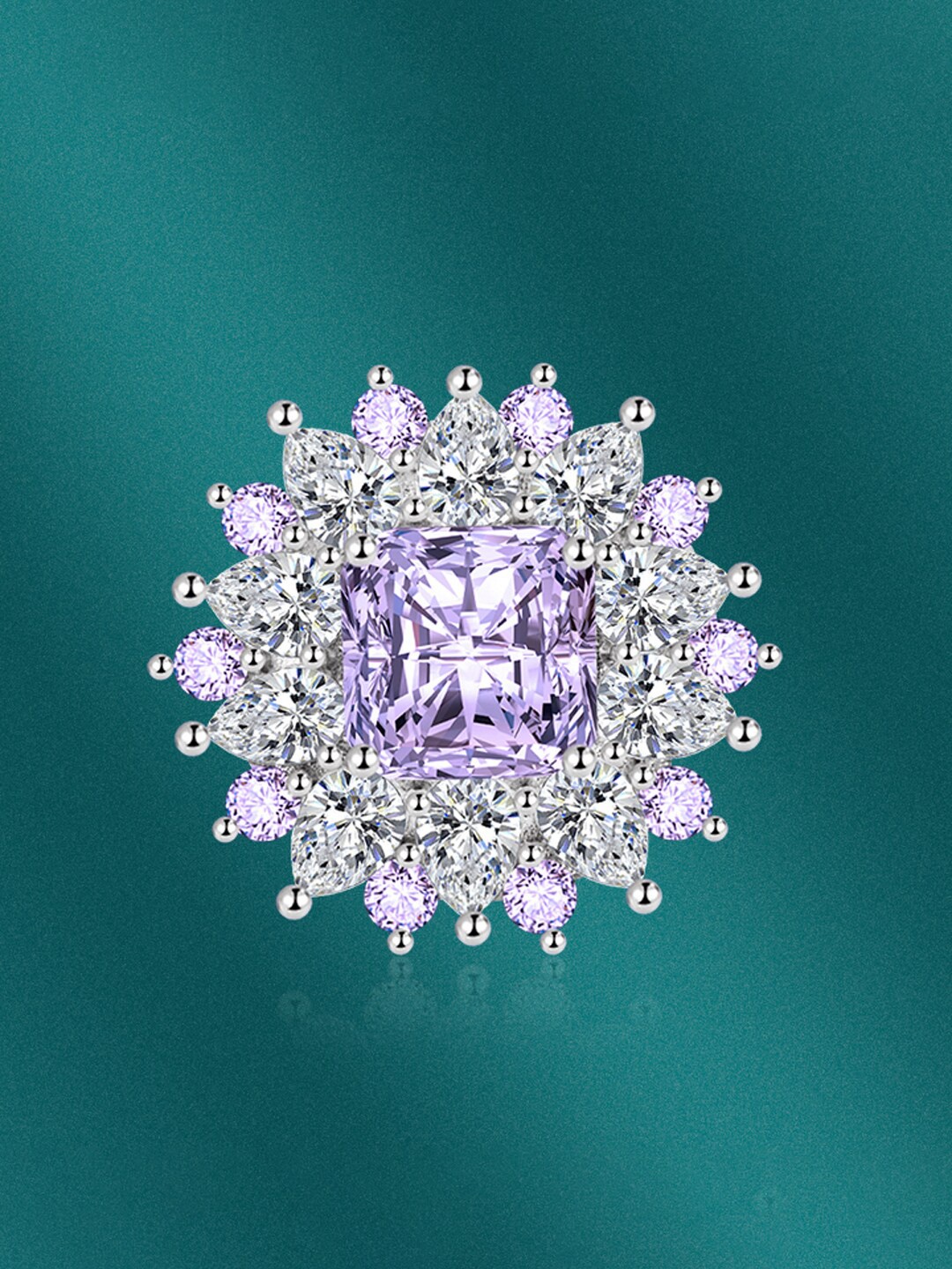 

Designs & You Silver-Plated Cubic Zirconia Studded Finger Ring