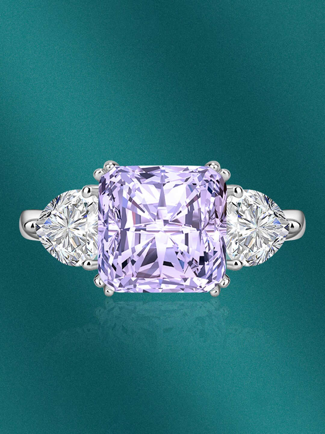 

Designs & You Silver-Plated CZ Studded Finger Ring