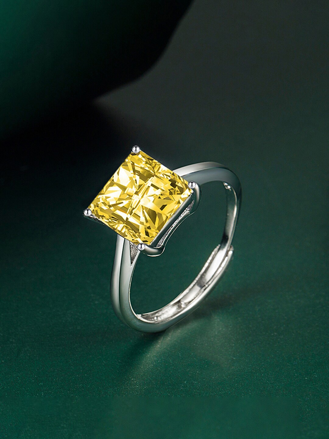 

Designs & You Silver-Plated Cubic Zirconia-Studded Finger Ring