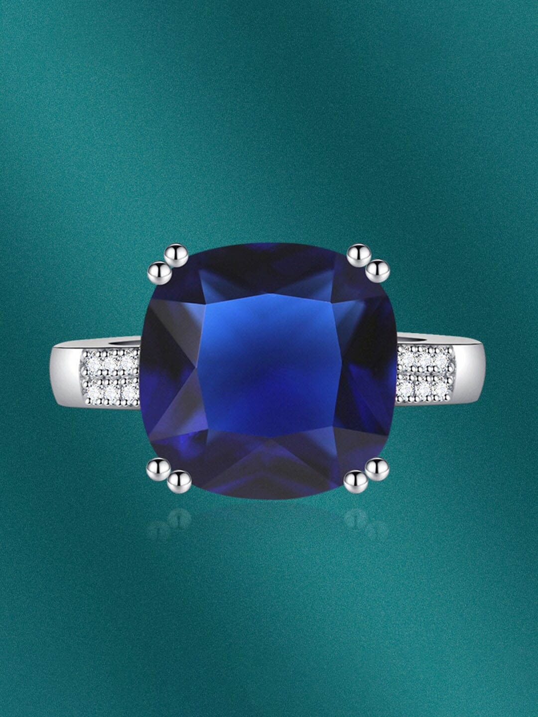 

Designs & You Silver-Plated CZ Studded Finger Ring