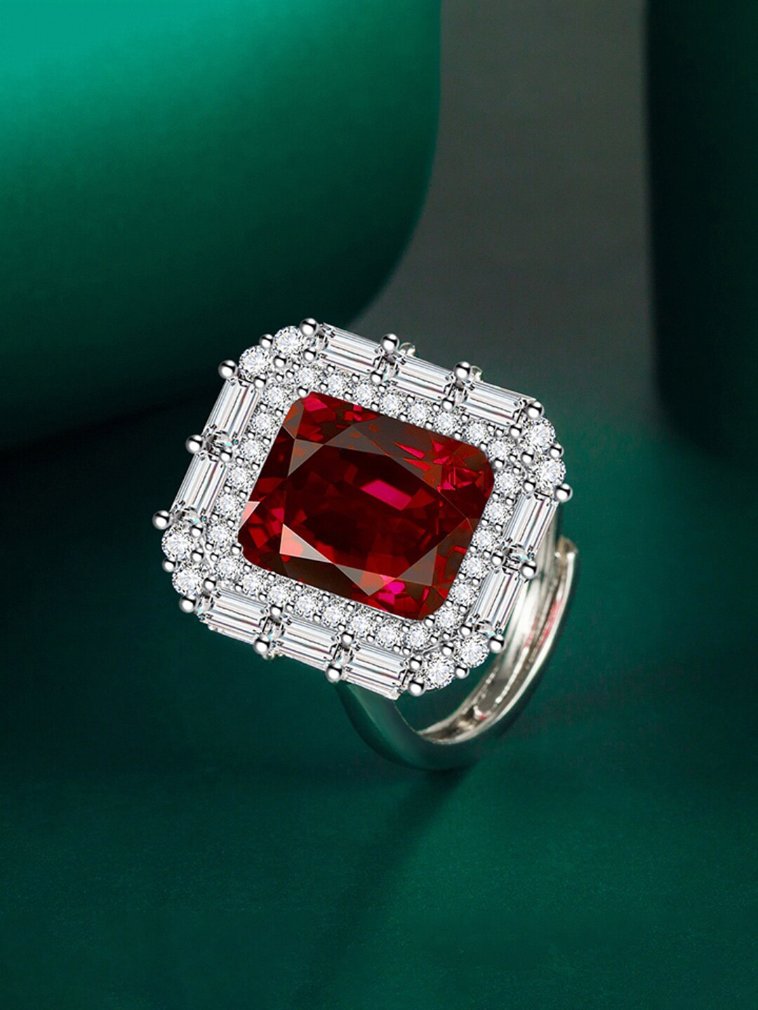 

Designs & You Silver-Plated CZ-Studded Finger Ring