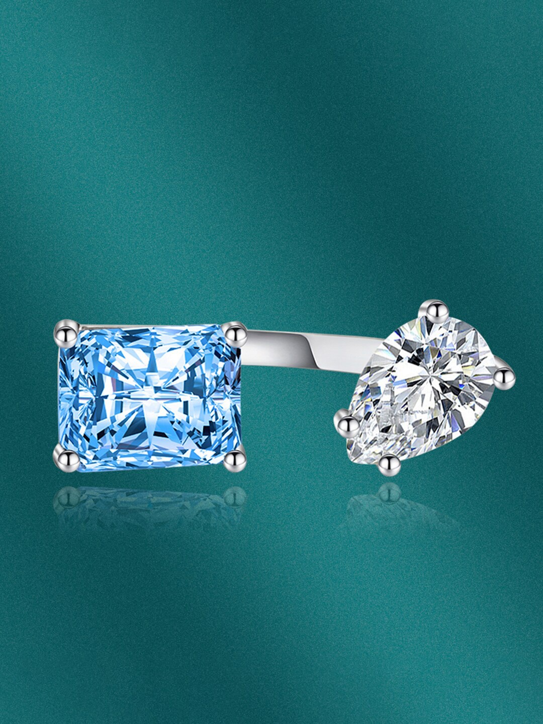 

Designs & You Silver-Plated Cubic Zirconia Studded Finger Ring