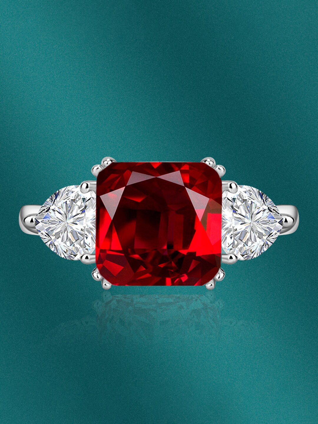 

Designs & You Silver-Plated CZ Studded Finger Ring
