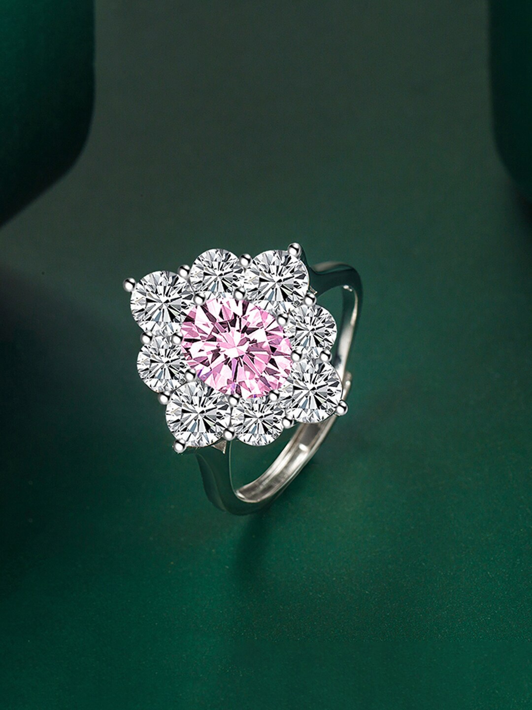 

Designs & You Silver-Plated CZ-Studded Finger Ring