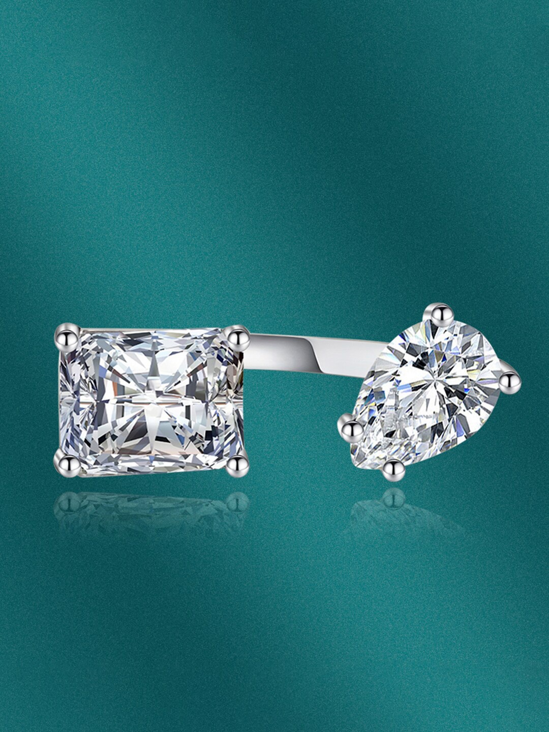 

Designs & You Silver-Plated CZ Studded Adjustable Finger Ring
