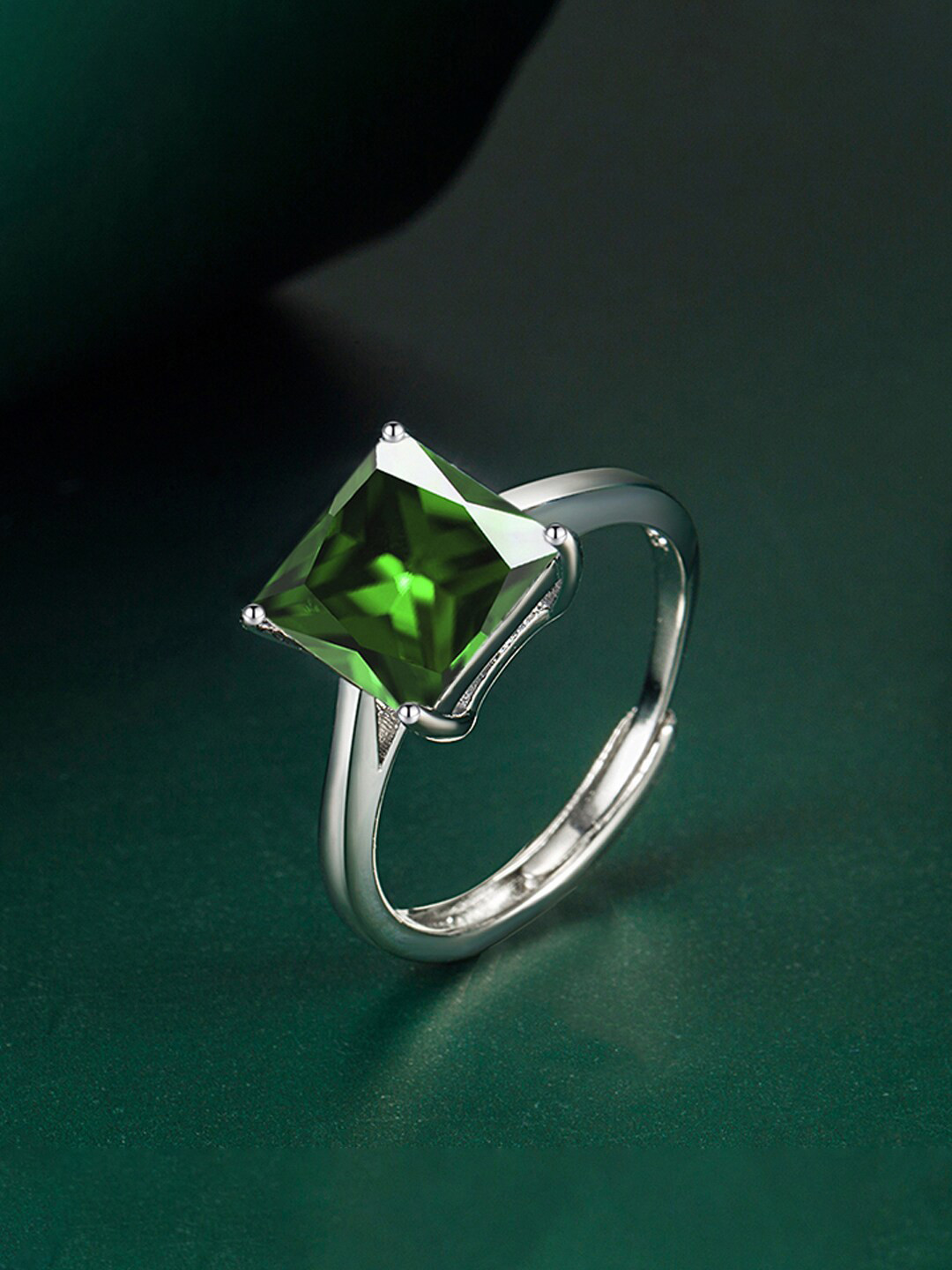 

Designs & You Silver-Plated CZ-Studded Crushed Ice Cut Finger Ring