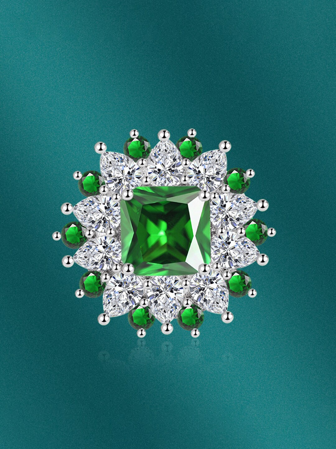 

Designs & You Silver-Plated & CZ-Studded Adjustable Finger Ring