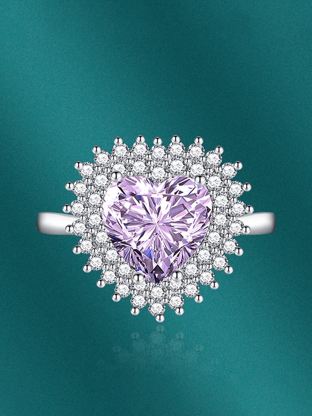 

Designs & You Silver-Plated CZ Studded Finger Ring