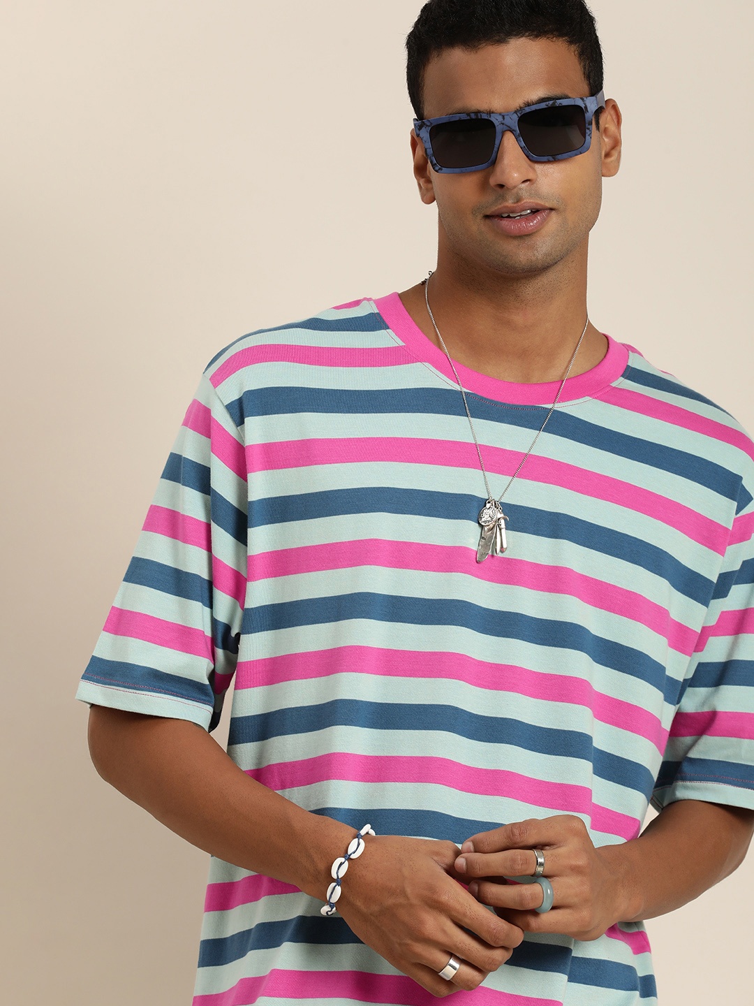 

DILLINGER Men Striped Loose T-shirt, Multi