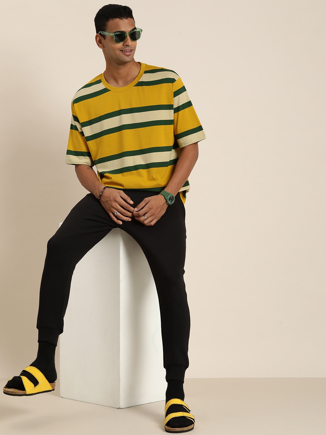 

DILLINGER Men Striped Loose T-shirt, Multi