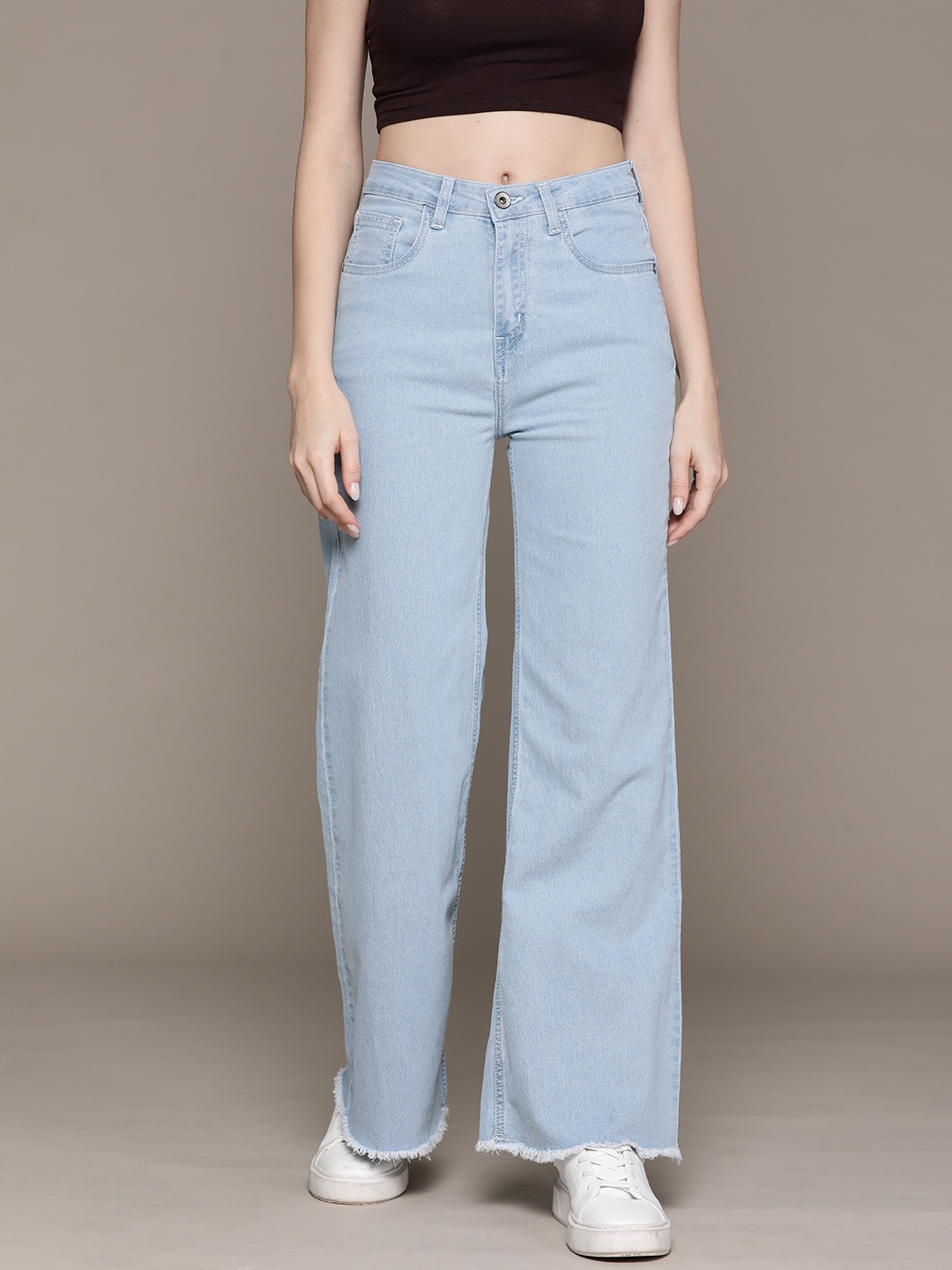 

The Roadster Lifestyle Co. Women Wide Leg High-Rise Stretchable Jeans, Blue