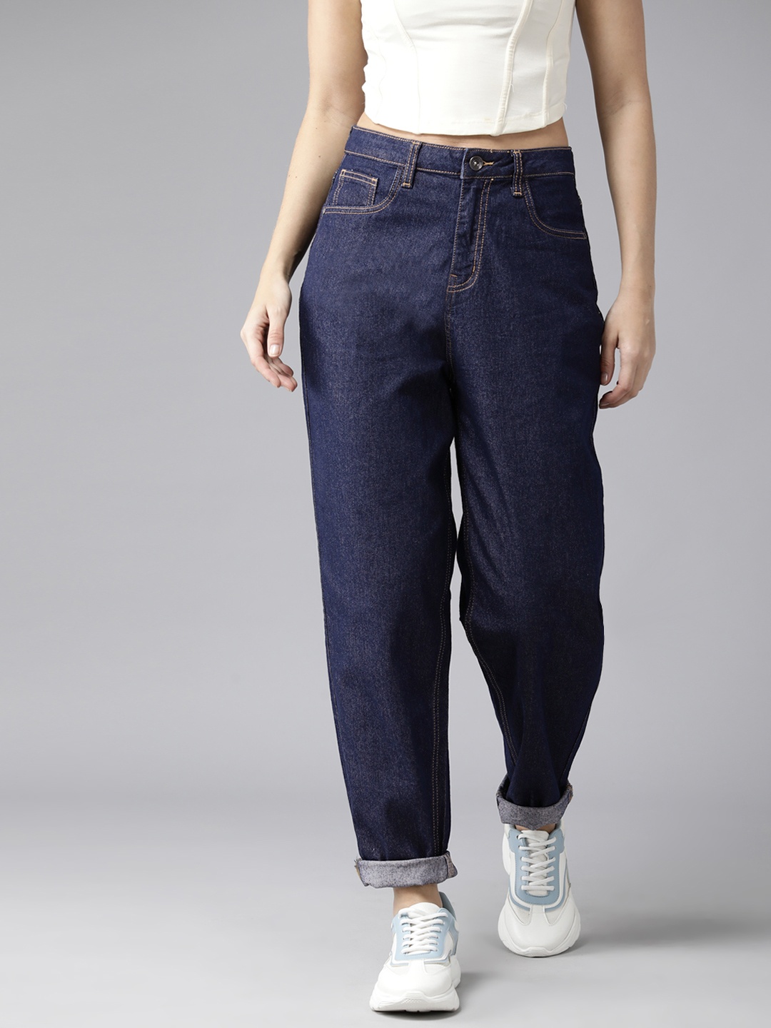 

The Roadster Lifestyle Co. High-Rise Stretchable Slouchy Jeans, Navy blue