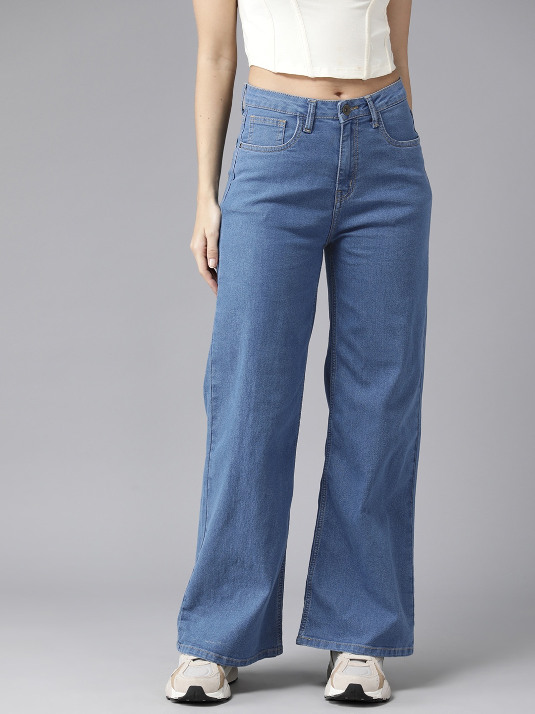 

The Roadster Lifestyle Co. Stretchable Wide Leg Jeans, Blue