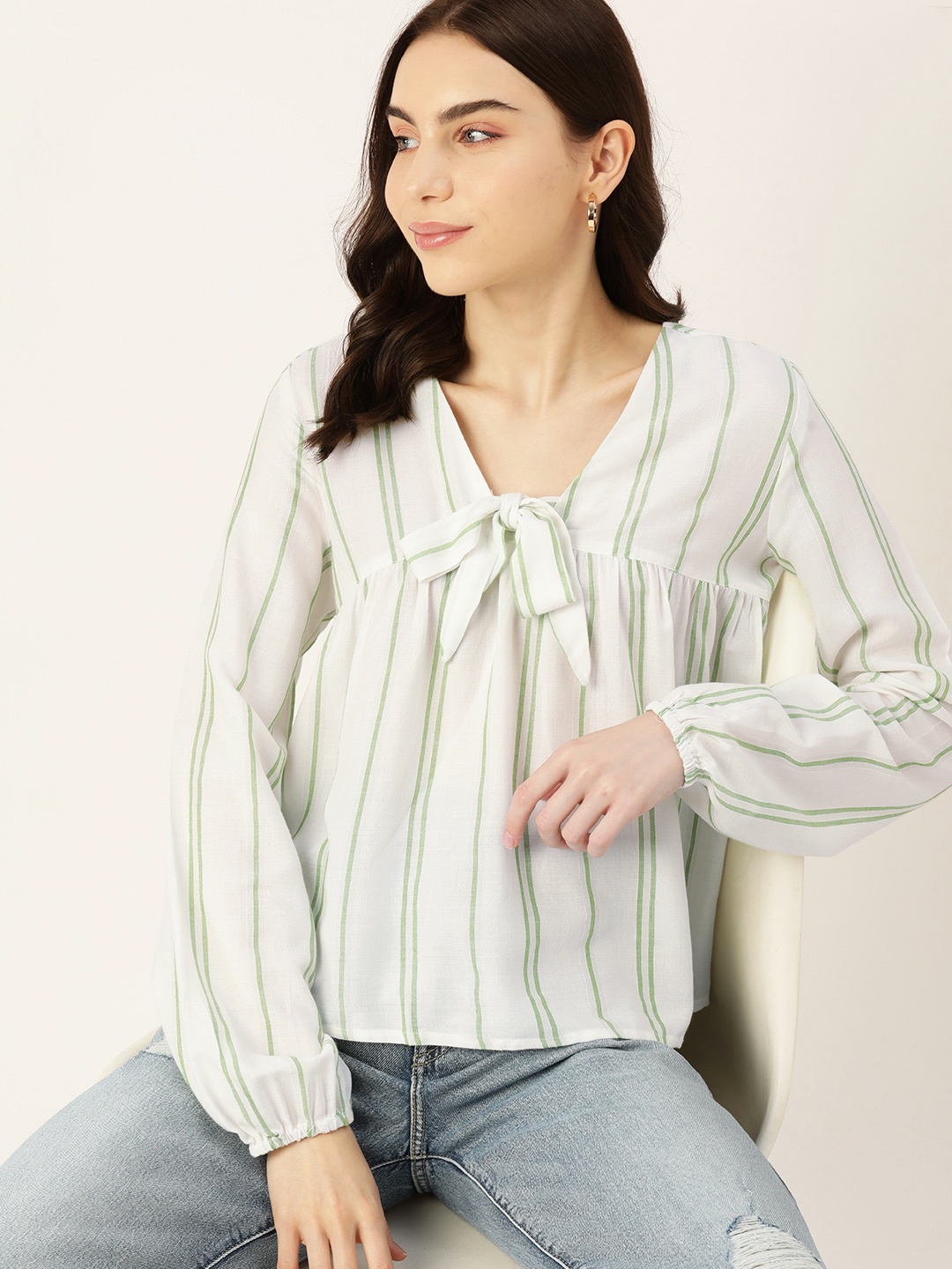 

DressBerry Striped Top, White