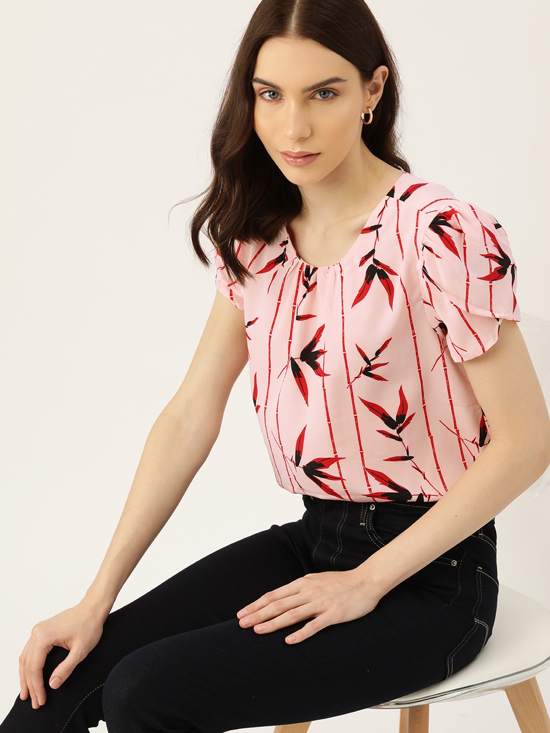 

DressBerry Tropical Print Top, Pink