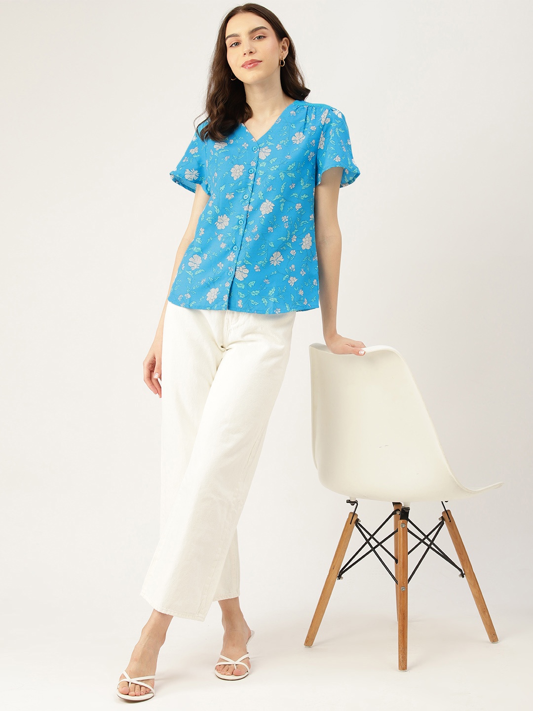 

DressBerry Floral Print Top, Blue